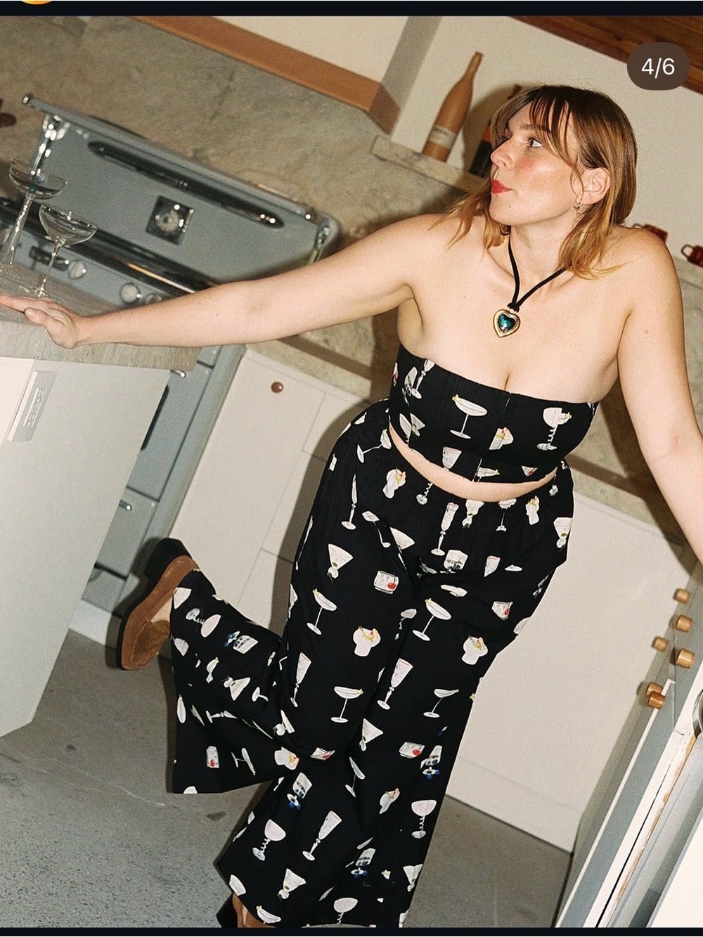 Allina Liu for Lisa Says Gah! Corset tube top martini print size M